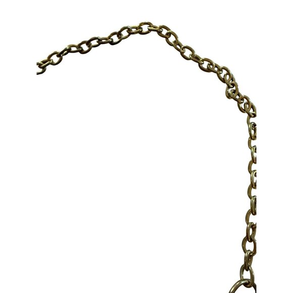 Vintage Chunky Gold-Tone Hammered Circle Link Chain Necklace 32 Inches Long - Picture 4 of 5